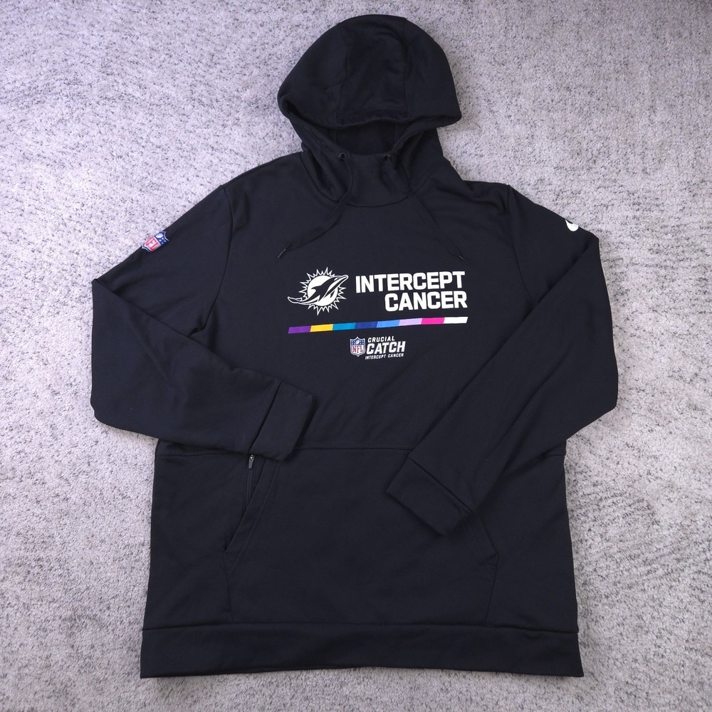 Miami Dolphins Hoodie Men XL Nike Crucial Catch Sweatshirt On Field Pullover